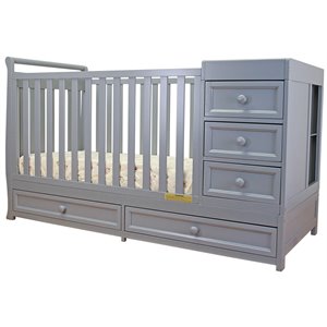 Image of AFG Baby Daphne Solid Wood 2-in-1 Convertible Crib Gray