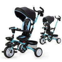 Image of Costway 6-in-1 Detachable Kids Baby Stroller Tricycle with Canopy and Safety Harness