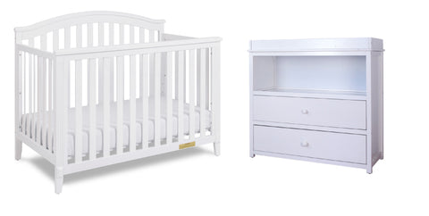 Image of AFG Baby Kali II 4-in-1 Convertible Crib with Amber 2-Drawer Changer in White