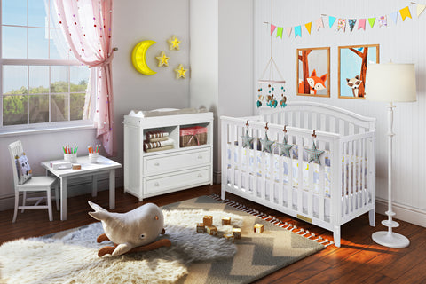 Image of AFG Baby Kali II 4-in-1 Convertible Crib with Leila 2-Drawer Changer in White