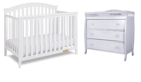 Image of AFG Baby Kali II 4-in-1 Convertible Crib with Leila II 3-Drawer Changer in White