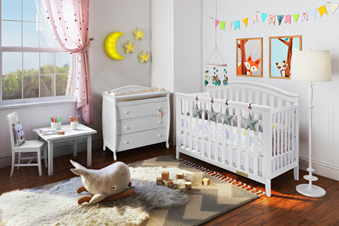 Image of AFG Baby Kali II 4-in-1 Convertible Crib with Leila II 3-Drawer Changer in White