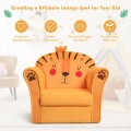 Image of Costway Kids Armrest Lion Upholstered Sofa