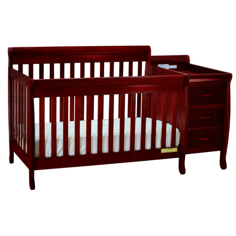 Image of AFG Baby Furniture Kimberly 3-in-1 Baby Convertible Crib with Changer in Cherry