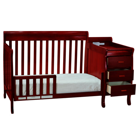Image of AFG Baby Furniture Kimberly 3-in-1 Baby Convertible Crib with Changer in Cherry