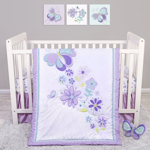 Image of Sammy and Lou Butterfly Meadow 4 Piece Crib Bedding Set