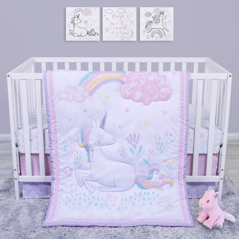 Image of Sammy and Lou Sweet Unicorn 4 Piece Crib Bedding Set