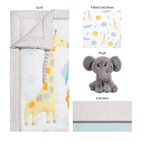 Image of Sammy and Lou Jungle Pals 4 Piece Crib Bedding Set