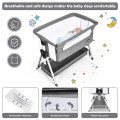 Image of Costway Adjustable Baby Bedside Crib with Large Storage