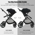 Image of Costway Foldable High Landscape Baby Stroller with Reversible Reclining Seat