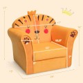 Image of Costway Kids Armrest Lion Upholstered Sofa