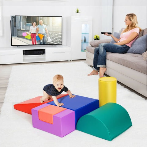 Image of Costway 6 Piece Climb Crawl Play Set Indoor Kids Toddler