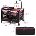 Image of Costway 3-in-1 Convertible Portable Baby Playard with Music Box, Wheel and Brakes