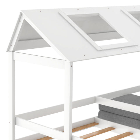 Image of Twin House Bed with Relaxed Seat and Free Cushions Included