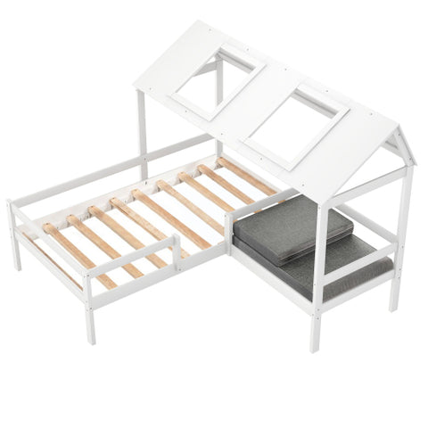 Image of Twin House Bed with Relaxed Seat and Free Cushions Included