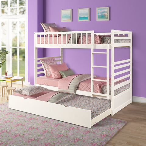 Image of Oris Fur. Twin Bunk Beds for Kids with Safety Rail and Movable Trundle bed