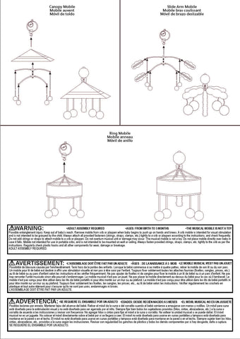 Image of Dove Gray Chevron Musical Crib Mobile
