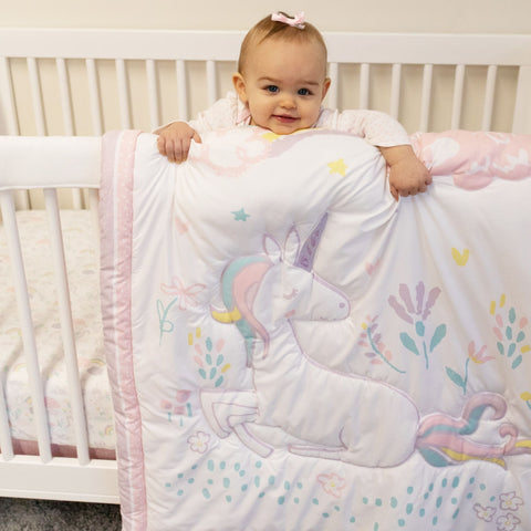 Image of Sammy and Lou Sweet Unicorn 4 Piece Crib Bedding Set
