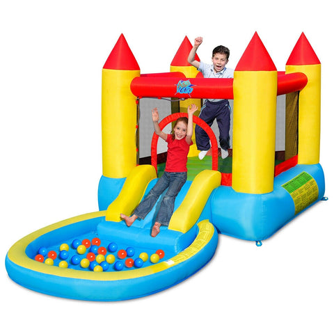 Image of Costway Inflatable Kids Slide Bounce House with 580w Blower