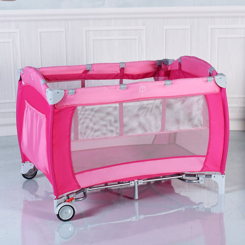 Image of Foldable Baby Crib Playpen w/ Mosquito Net and Bag