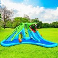 Image of Costway Inflatable Water Park Crocodile Bouncer Dual Slide Climbing Wall