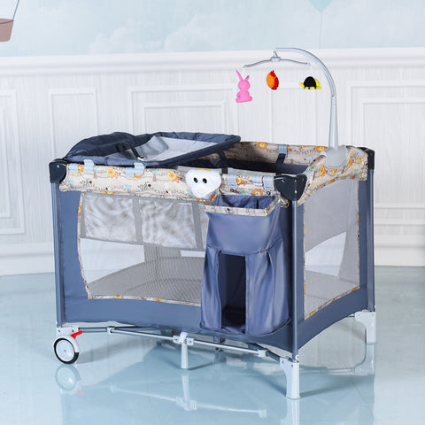 Image of Foldable 2 Color Baby Crib Playpen Playard