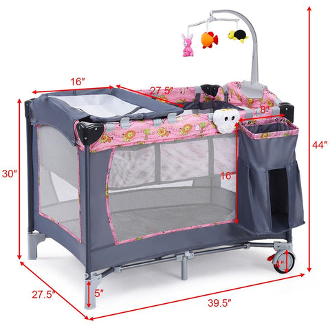 Image of Foldable 2 Color Baby Crib Playpen Playard