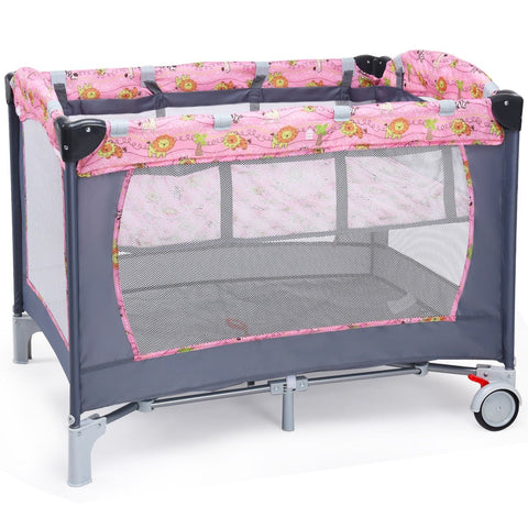 Image of Foldable 2 Color Baby Crib Playpen Playard