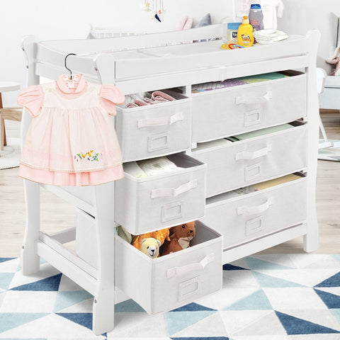Image of Sleigh Baby Changing Table with 6 Basket Drawers