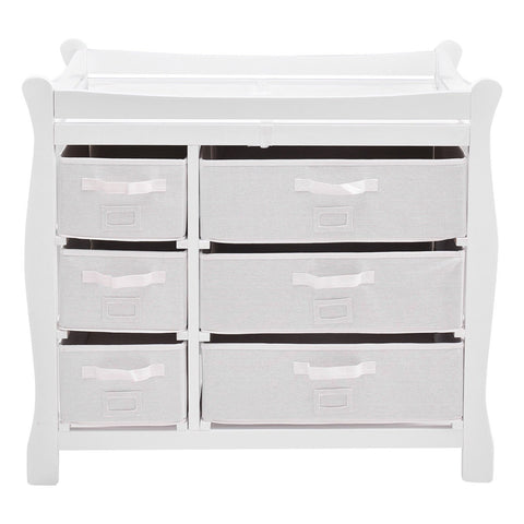 Image of Sleigh Baby Changing Table with 6 Basket Drawers