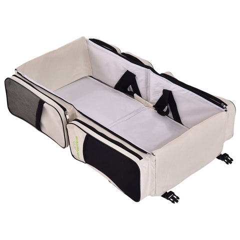 Image of Costway 3 in 1 Portable Infant Bassinet Diaper Bag Beige