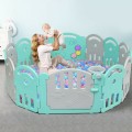 Image of Costway 14-Panel Baby Playpen with Music Box & Basketball Hoop