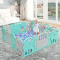 Image of Costway 14-Panel Baby Playpen with Music Box & Basketball Hoop