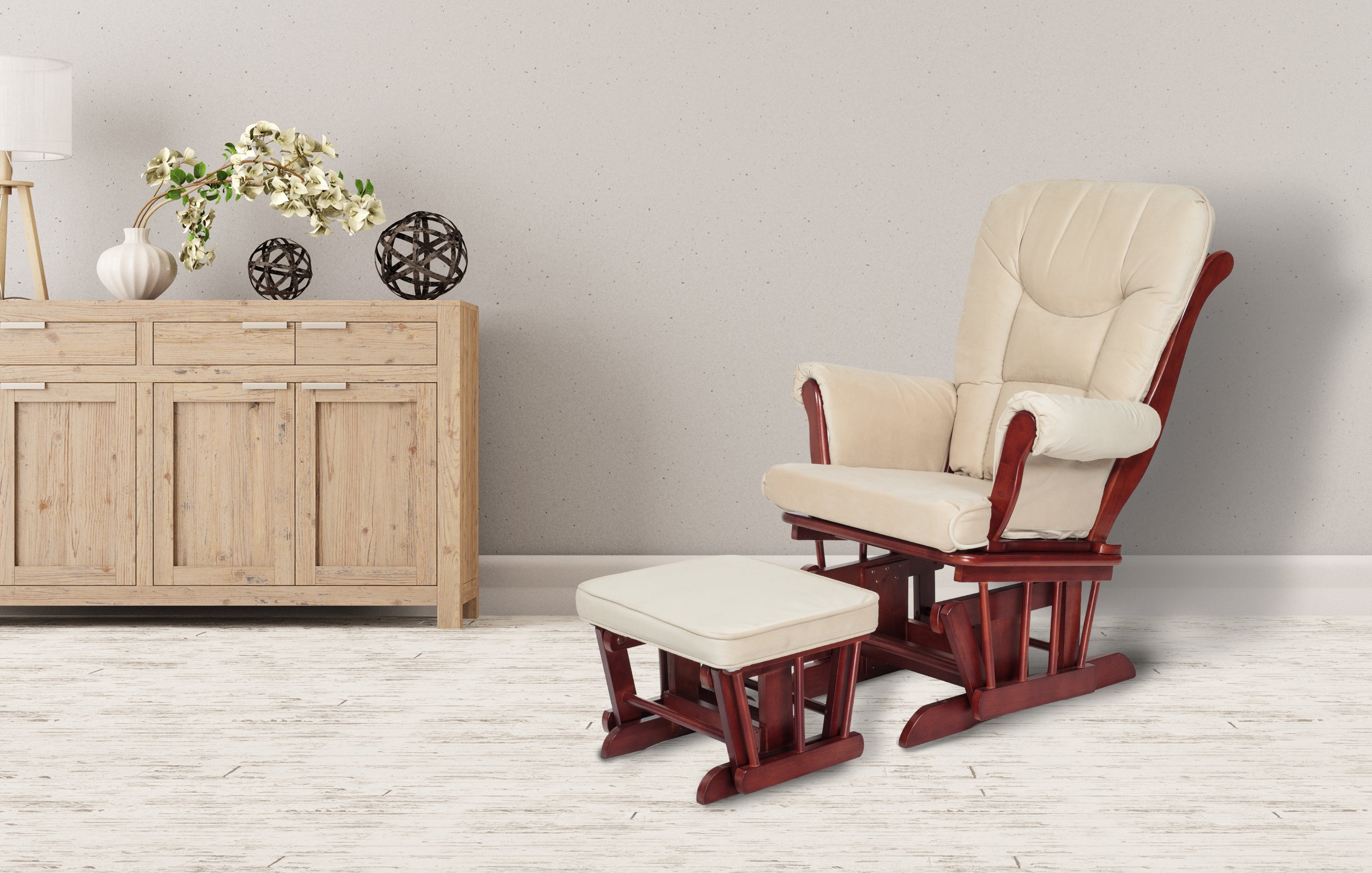 Sleigh Glider Chair and Ottoman