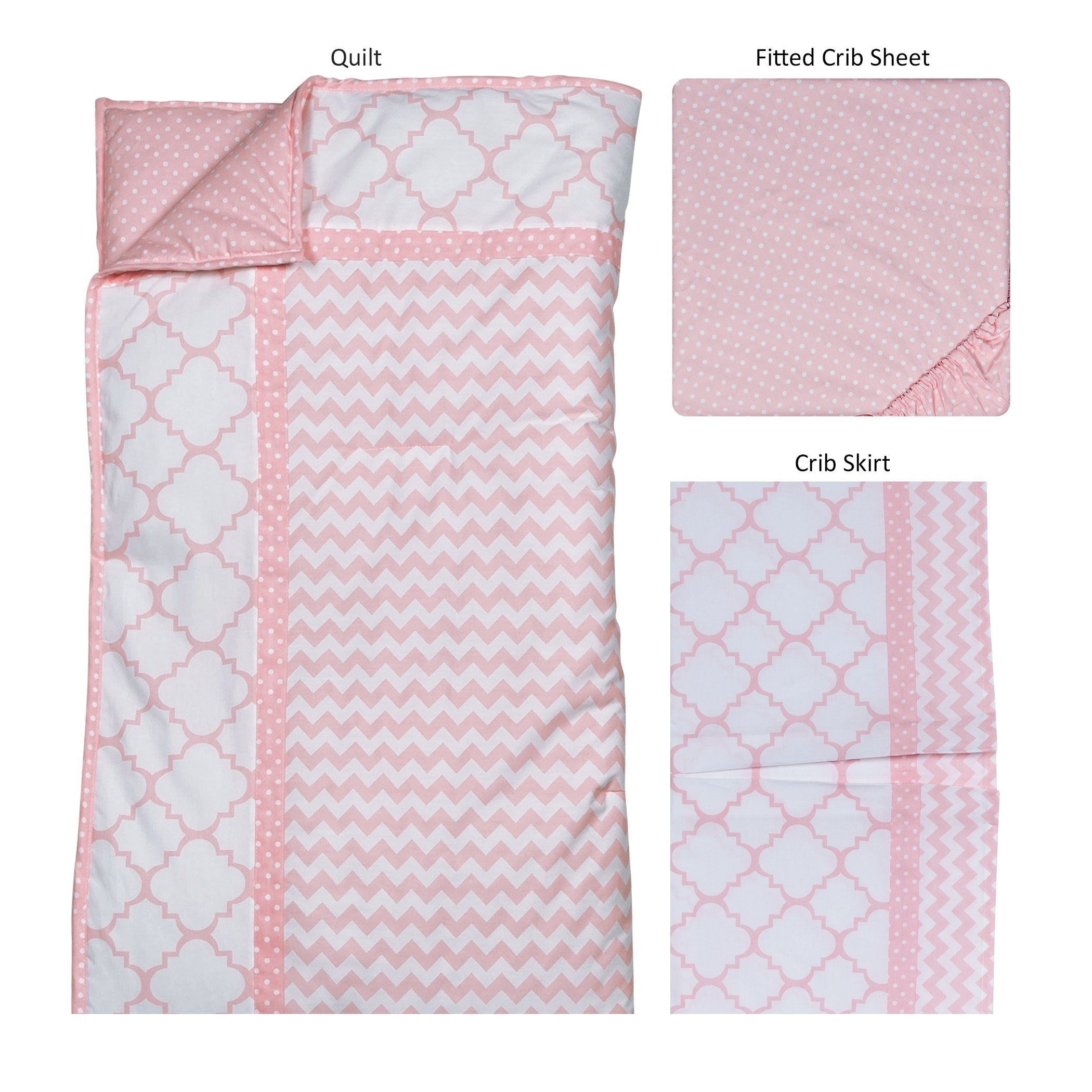 Pink Sky 3 Piece Crib Bedding Set