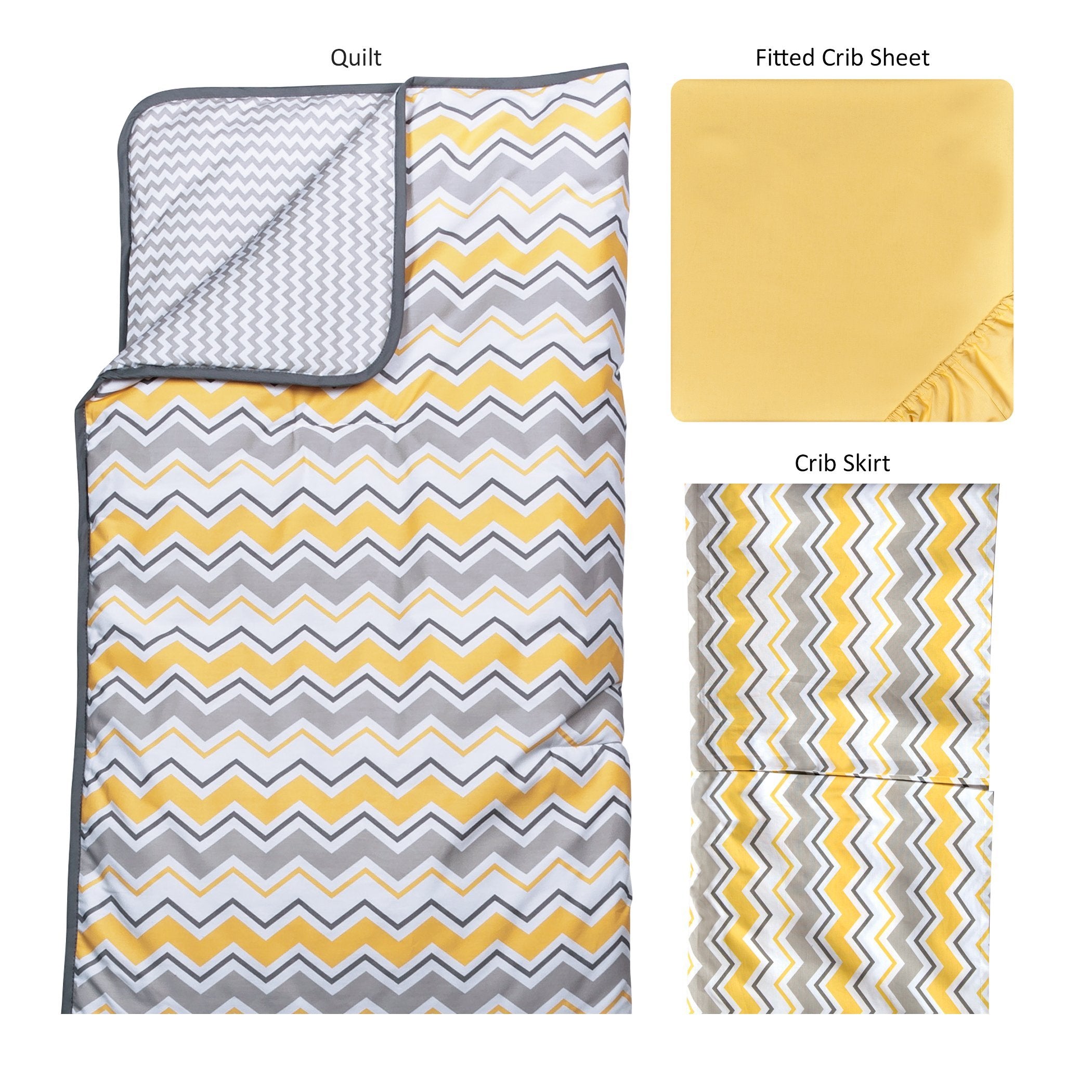 Buttercup Zigzag 3 Piece Crib Bedding Set