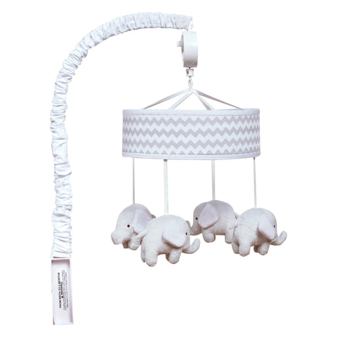 Image of Dove Gray Chevron Musical Crib Mobile