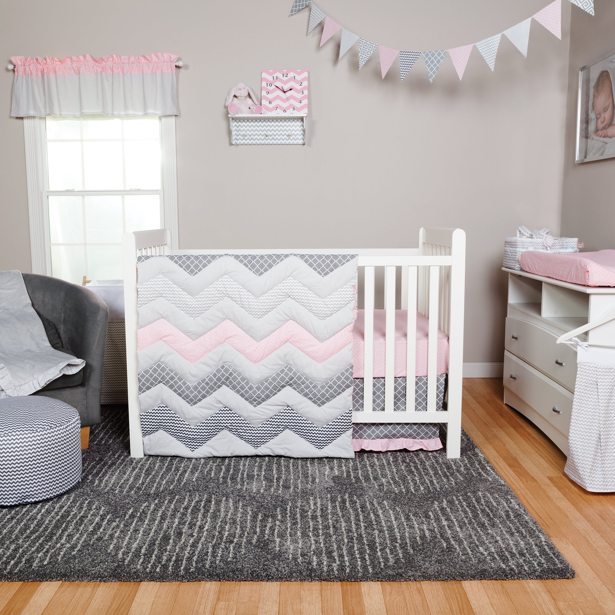 Cotton Candy Chevron 3 Piece Crib Bedding Set