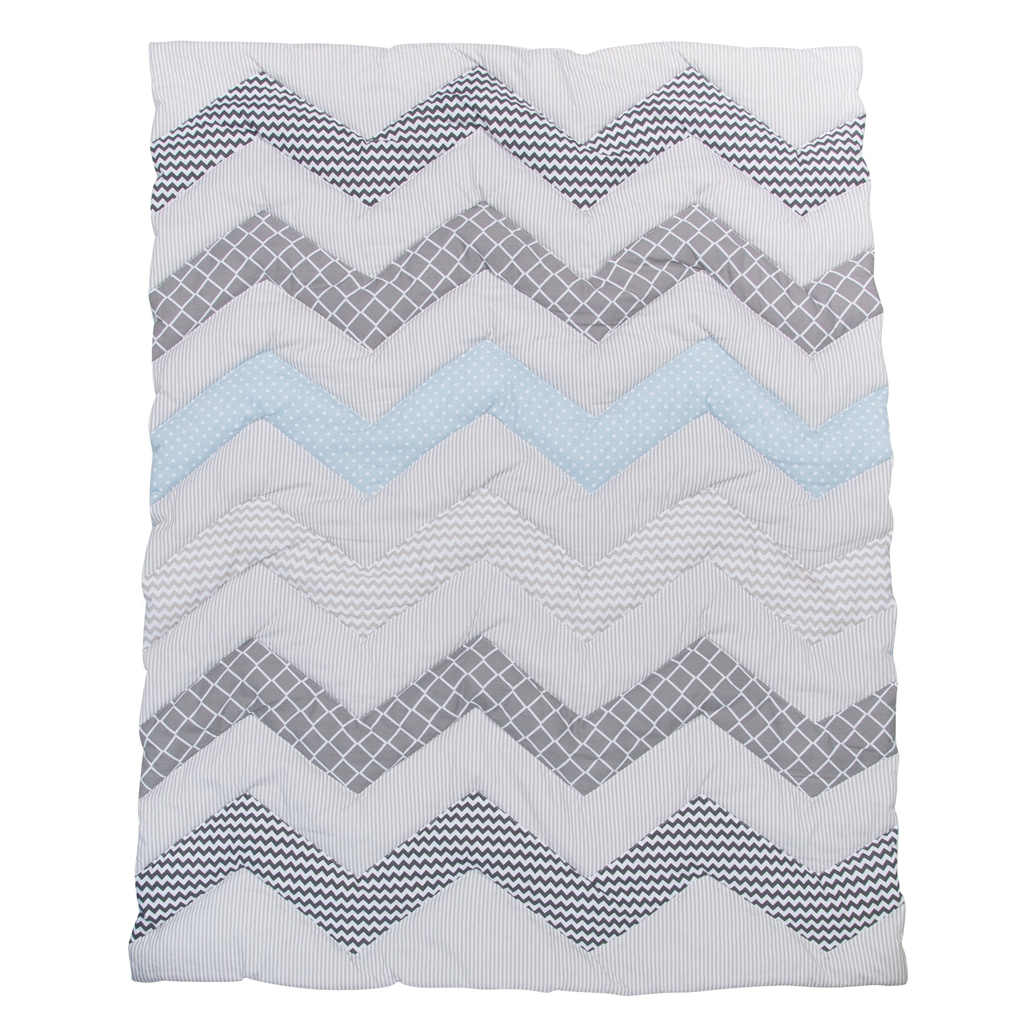 Blue Taffy Chevron 3 Piece Crib Bedding Set