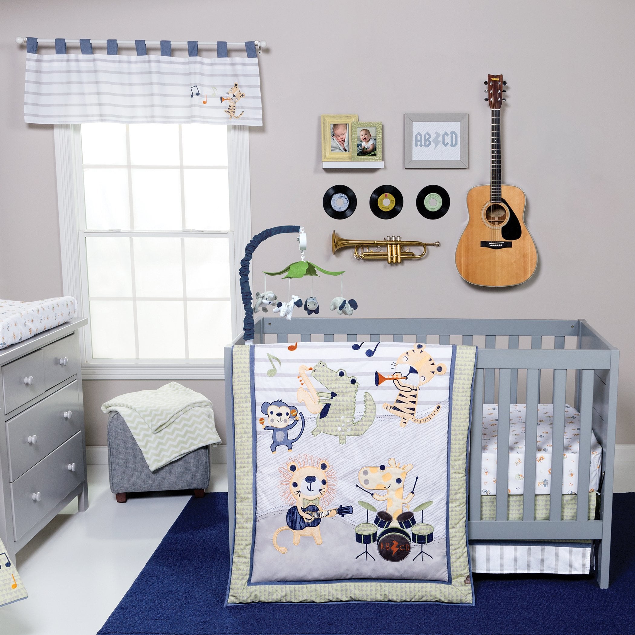 Safari Rock Band 6 Piece Crib Bedding Set