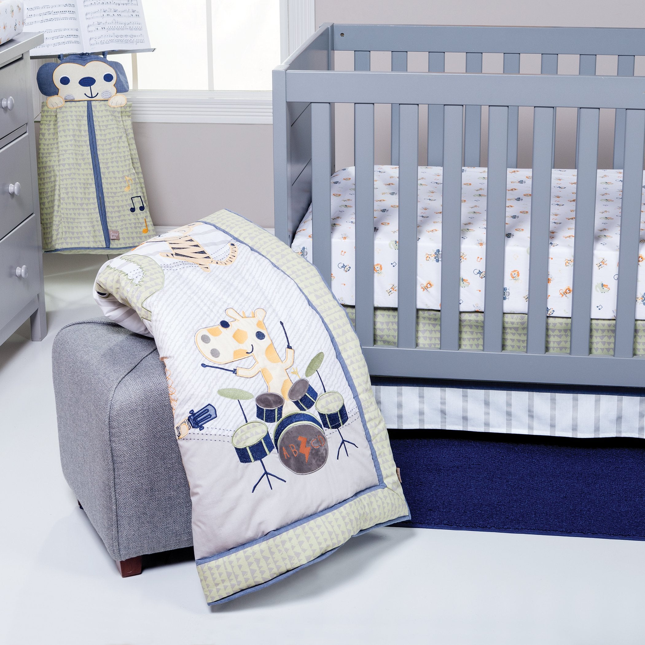 Safari Rock Band 6 Piece Crib Bedding Set