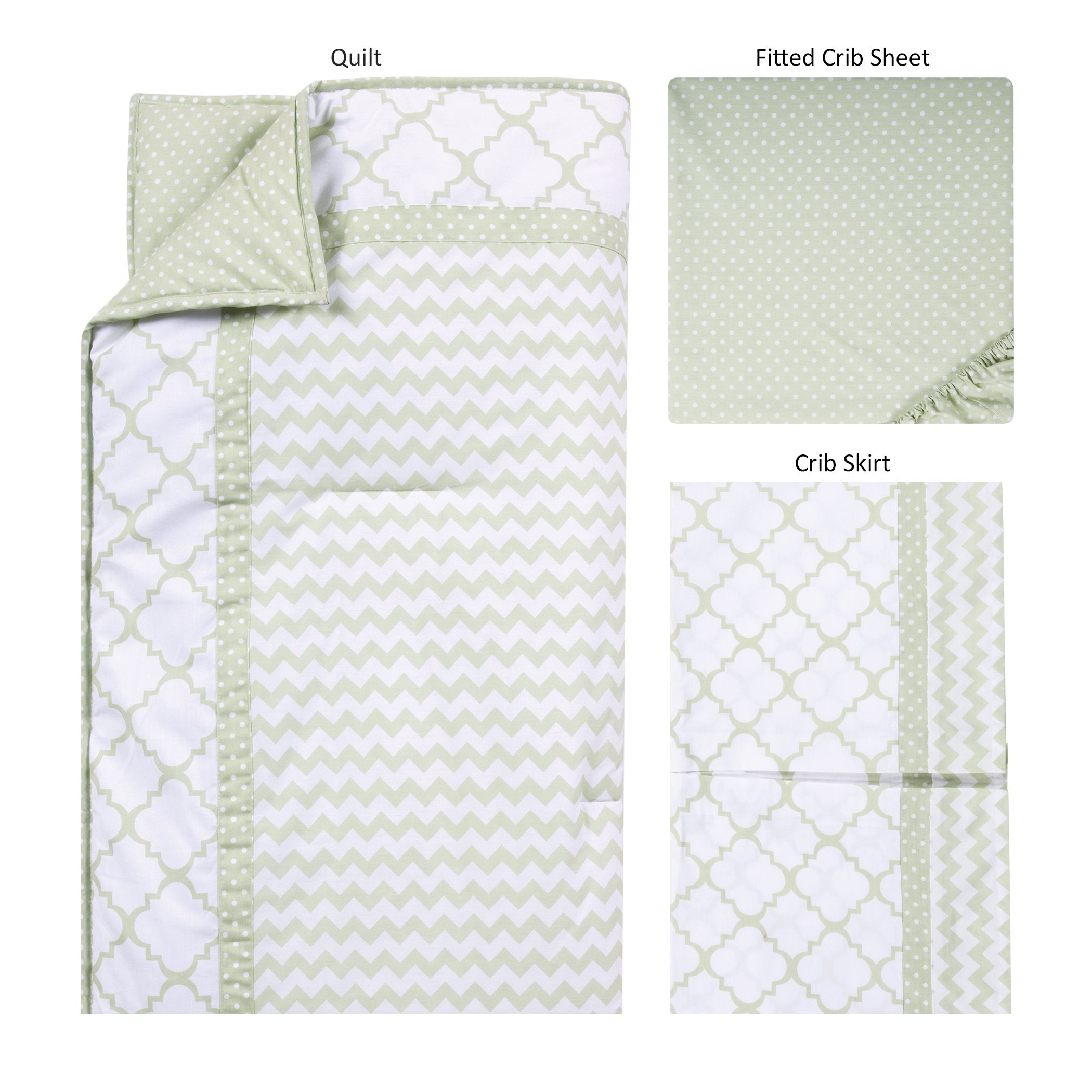 Sea Foam 3 Piece Crib Bedding Set
