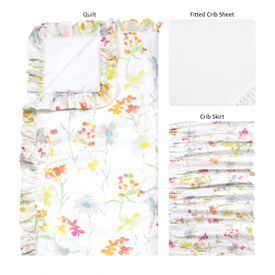 Wildflowers 3 Piece Crib Bedding Set