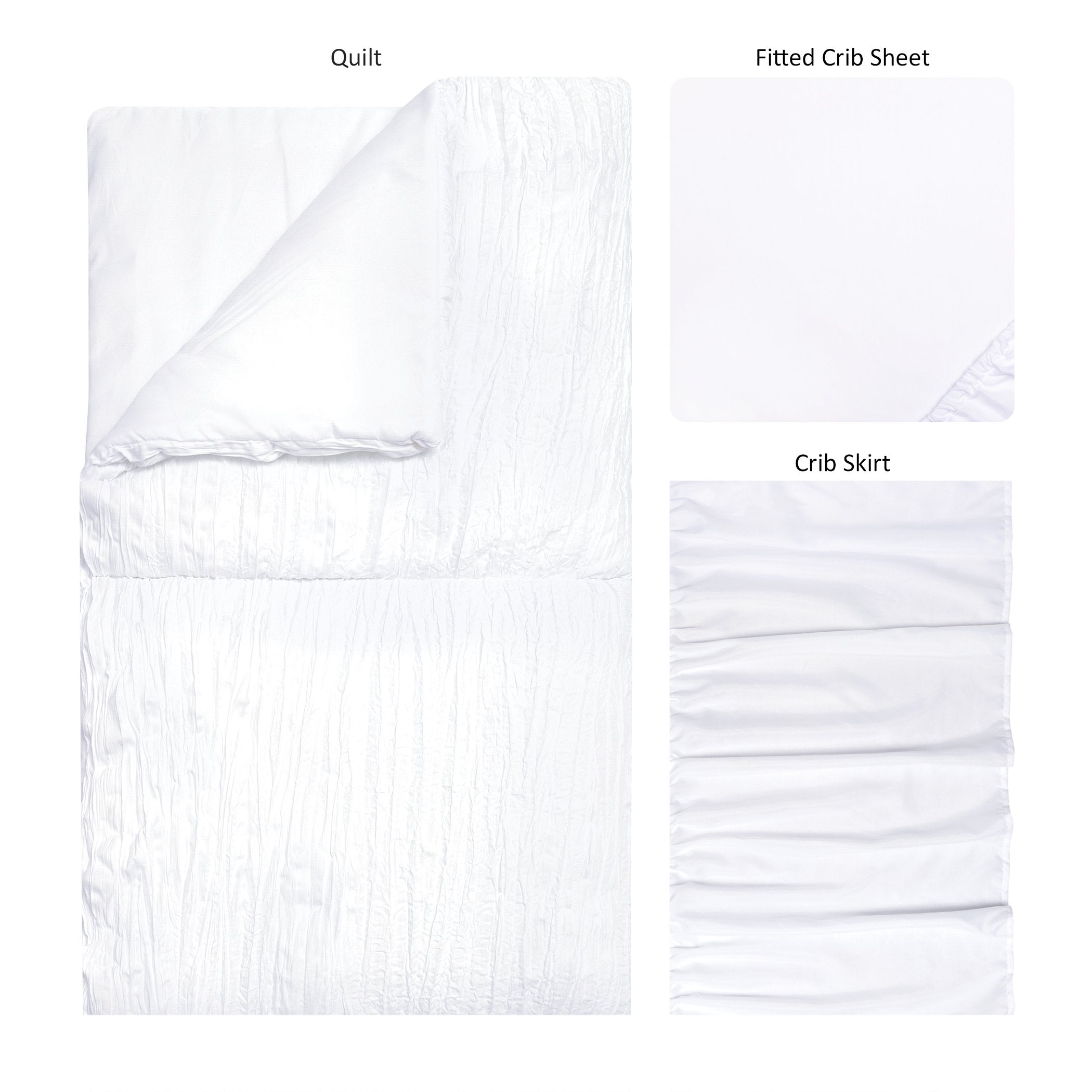Simply White 3 Piece Crib Bedding Set