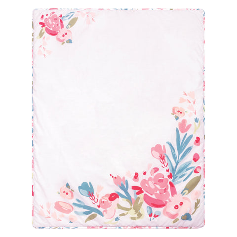 Image of Painterly Floral 3 Piece Crib Bedding Set
