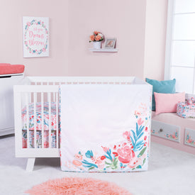 Painterly Floral 3 Piece Crib Bedding Set