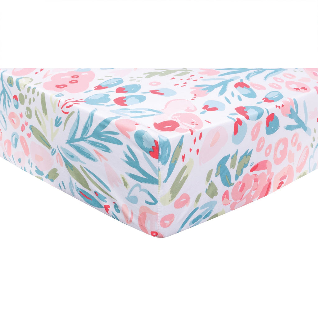 Painterly Floral 3 Piece Crib Bedding Set Kaba Kids