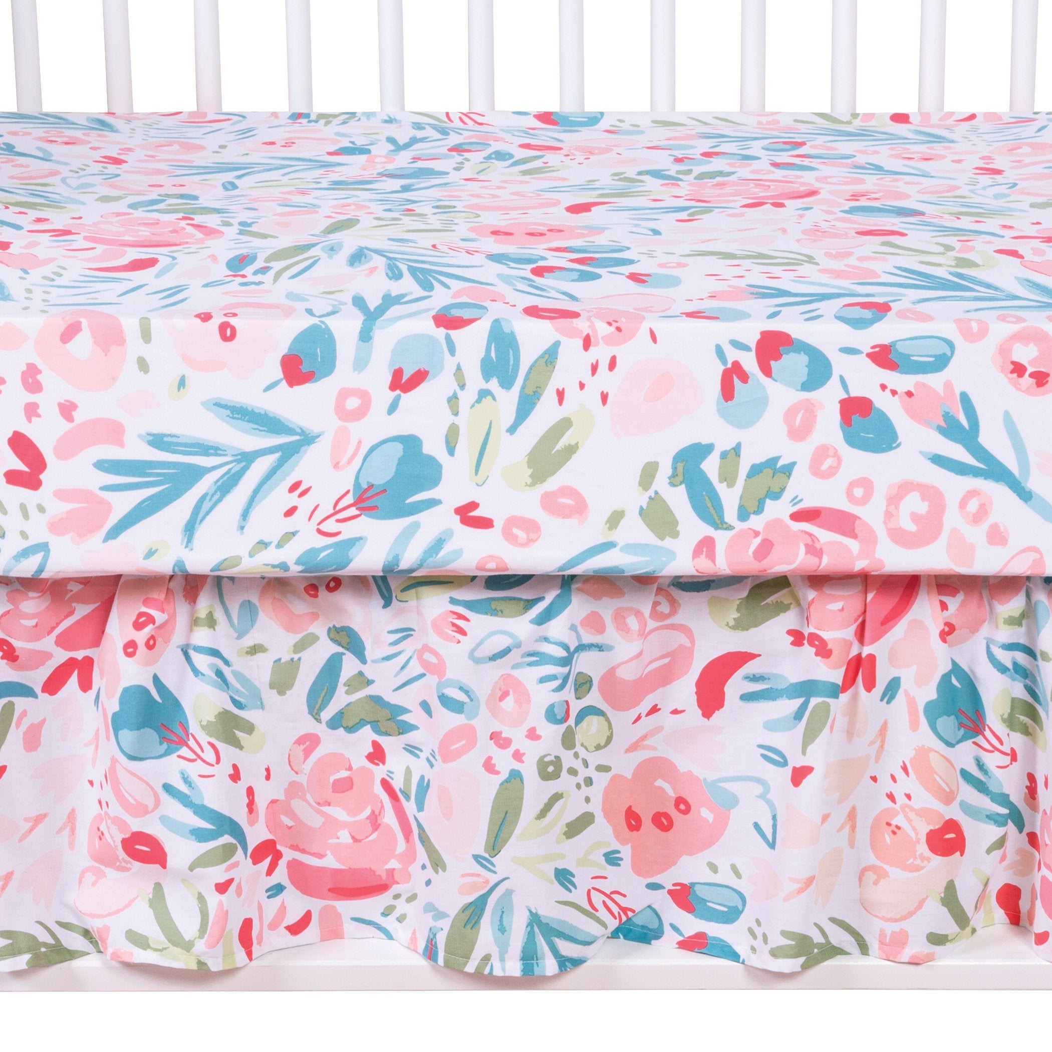 Painterly Floral 3 Piece Crib Bedding Set