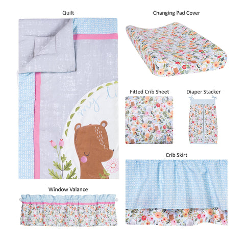 Image of My Little Friends 6 Piece Crib Bedding Set