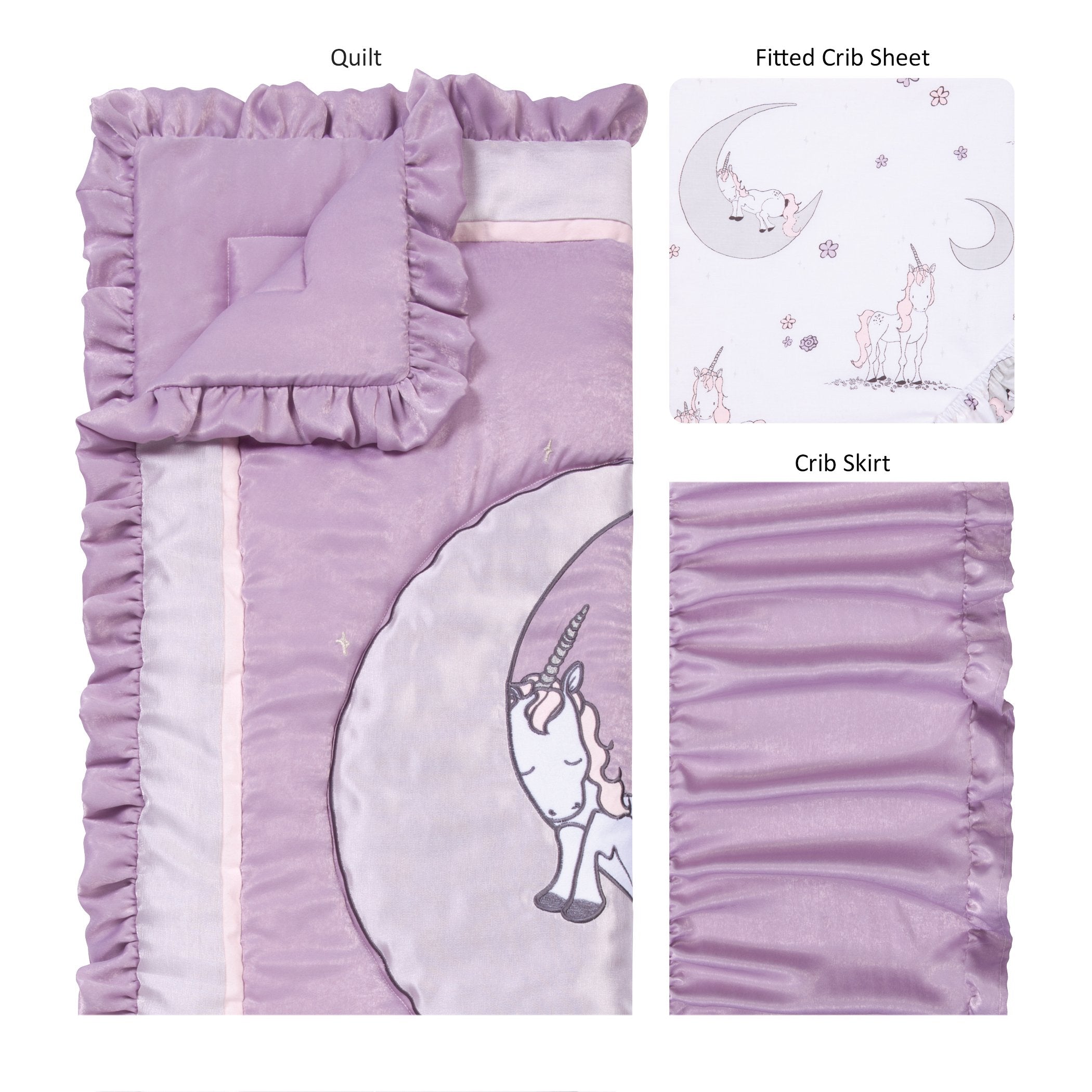 Unicorn Dreams 3 Piece Crib Bedding Set